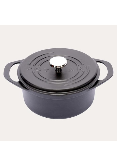 Sürel Potart 24 Cm Yuvarlak Döküm Tencere Mat Siyah Siyah
