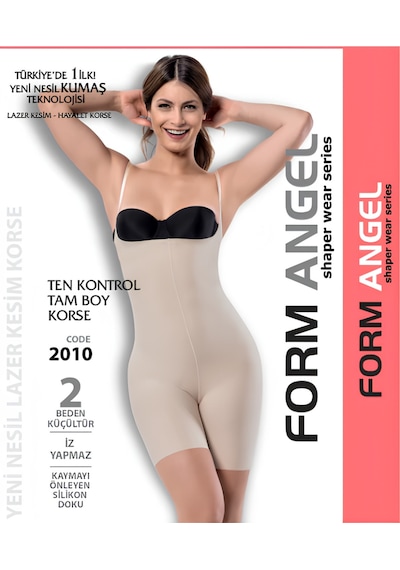 Form Angel Lazer Kesim Askılı Tam Boy Anında 2 Beden İncelten Hayalet Korse Beyaz
