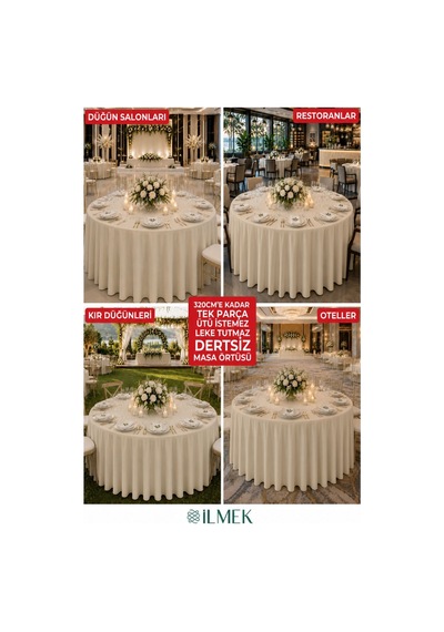 Dertsiz Yuvarlak Masa Örtüsü 280-300-320 Cm Geniş En Dikişsiz Düğün Davet Organizasyon Otel Restoran Krem Krem Dertsiz Yuvarlak Masa Örtüsü 280-300-320 Cm Geniş En Dikişsiz Düğün Davet Organizasyon Otel Restoran Krem Krem