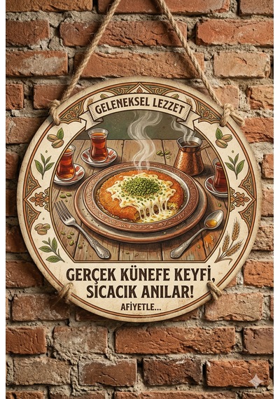 Künefe Temalı Tatlıcılar Pastaneler Restoranlar İçin Ahşap Duvar Kapı Dekoratif Süs Tablo 5