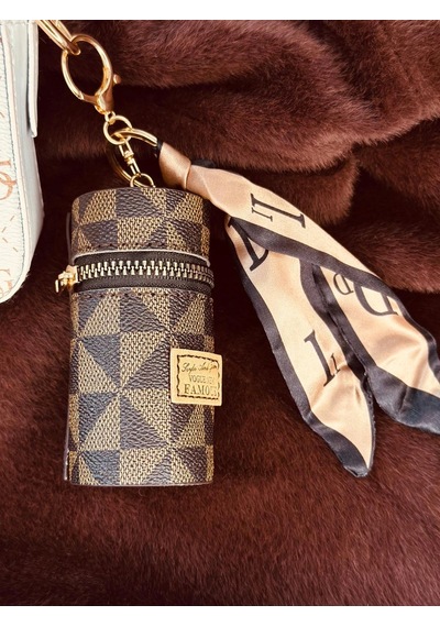 Elora Atelier Fular Detaylı Mini Çanta Charm Kahverengi