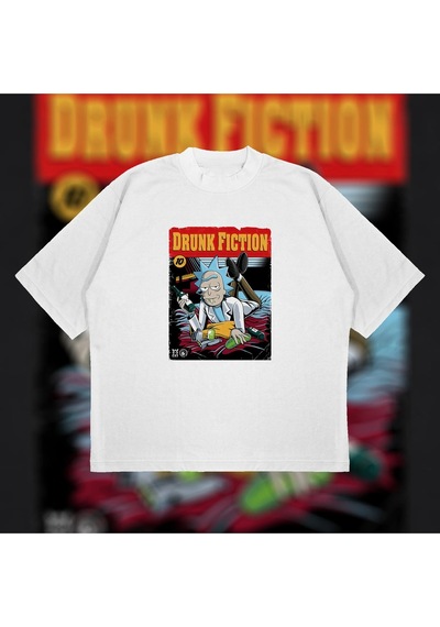 Startmore Drunk Fiction Oversize Unisex Pamuklu Nefes Alan Kalın Kumaşlı Beyaz