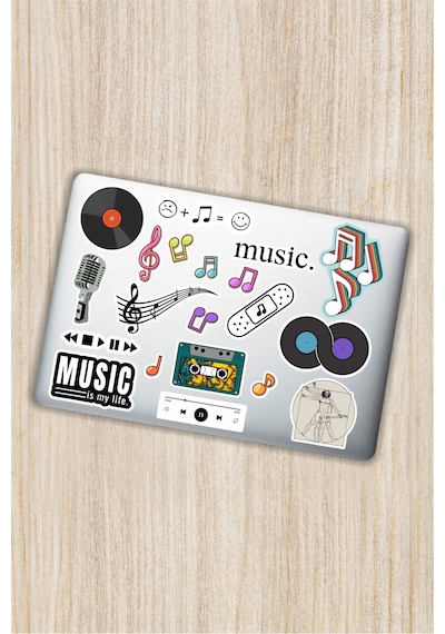 Müzik Temalı Dekoratif Laptop Notebook Tablet Telefon Sticker Set 021