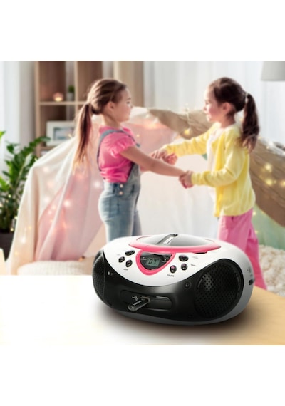 Lenco SCD-38 Pembe Taşınabilir Müzik Seti Radyo CD Çalar MP3 USB