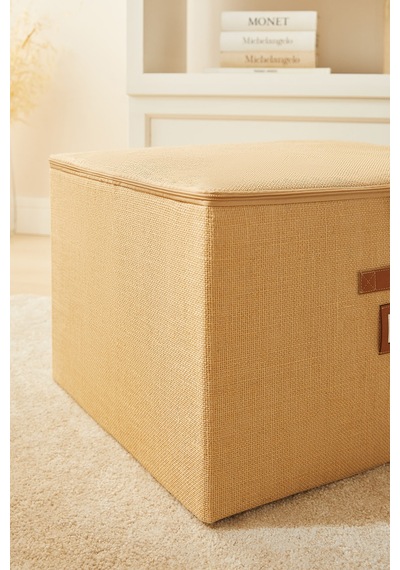 Ocean Home Textile 3'lü Jüt Destekli Kutu Hurç Set 48 X 40 X 30 Cm Bej