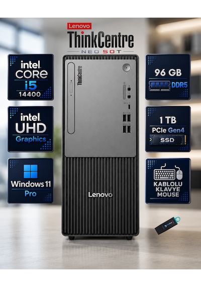 Lenovo Thinkcentre Neo 50T G5 12UD002CTR-RNP14 i5-14400 96 GB 1 TB SSD W11P Masaüstü Bilgisayar Lenovo Thinkcentre Neo 50T G5 12UD002CTR-RNP14 i5-14400 96 GB 1 TB SSD W11P Masaüstü Bilgisayar