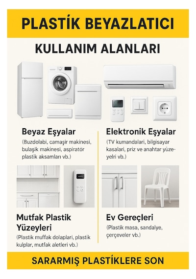 500 Ml Gnc Plastik Beyazlatıcı Jel - Sararmış Yüzeylere Son +eldiven+fırça Temizlik