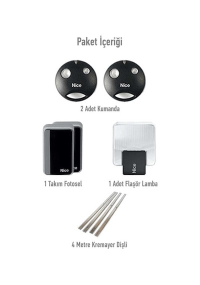 Nice Slight 400 Yana Kayar Kapı Motoru (Aksesuarlı Kit)