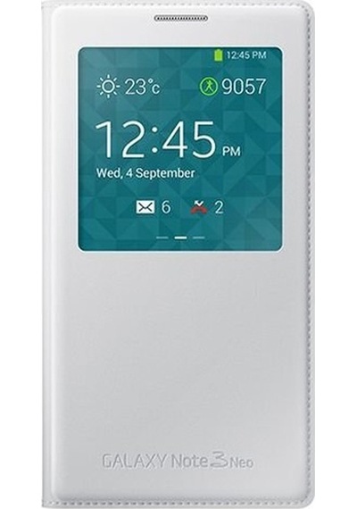Galaxy Note 3 Neo N7500 İle Uyumlu S View Cover Kılıf Beyaz Ef-cn750bwegww