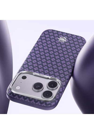 Apple iPhone Uyumlu 18 Pro Max Kılıf M-safe Özellikli Benks Armorpro Armoredge X9 Serisi Kevlar Karbon Kapak Mor