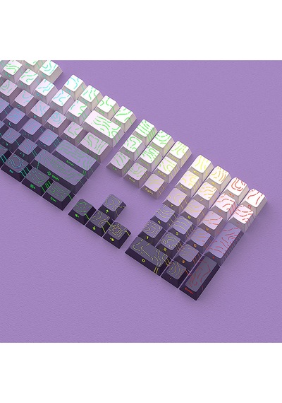 Contourline - Gradient Keycaps 130 Tuş İki Renkli Tam Set Çatlak Işıklı Tuş Takımı