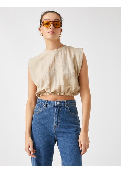 Koton Beli Lastikli Crop Tişört Bej 2yak13351ek Ekru Koton Beli Lastikli Crop Tişört Bej 2yak13351ek Ekru
