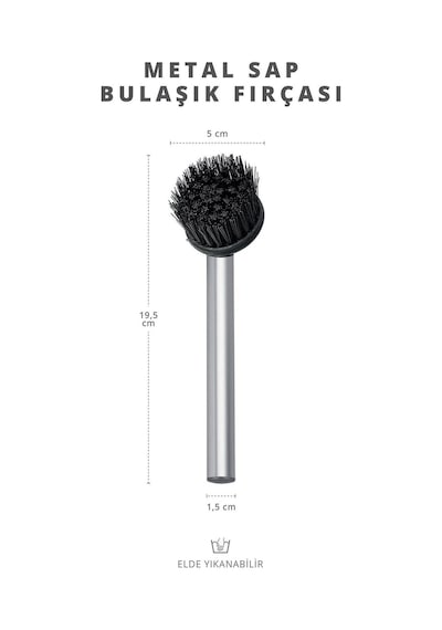 Milena Life Küçük Boy Metal Saplı Pratik Lavabo Fırçası 3'lü