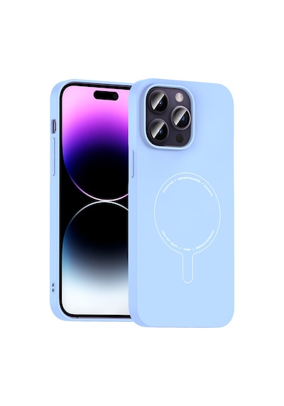 Maks Technology iPhone Uyumlu 14 Pro Max Kılıf M-safe Şarj Özellikli Kamera Korumalı Mkst Elio Sert Pc Kapak - Açık Mavi