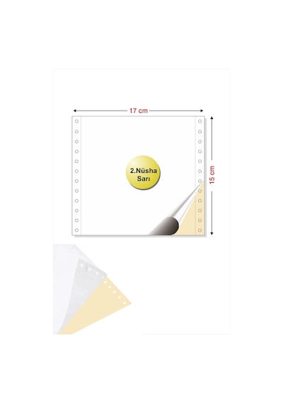 6x17 Kantar Fişi 2 Nüsha Beyaz + Sarı , 1000 Adet , Otokopili Sürekli Form 6''x17 Cm