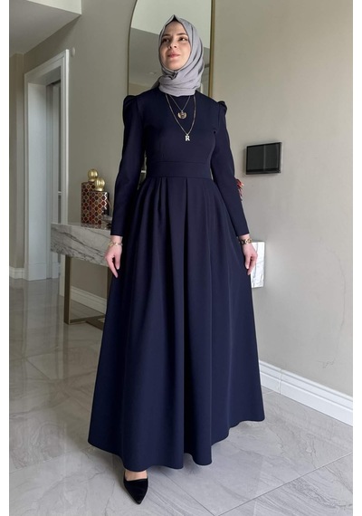Rabia Şamlı Rose Elbise Lacivert Normal