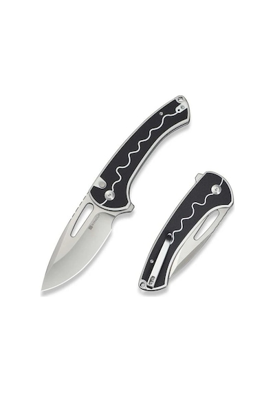 Sencut Squiggy White / Black G10 Handle Satin Finished 9cr18mov Blade Kamp Çakı Siyah - Beyaz