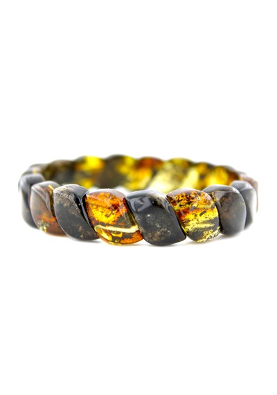 Kehribar Bileklik Özel Fosilli Roleks Tasarım Ambergold Blk23-42 Çok Renkli