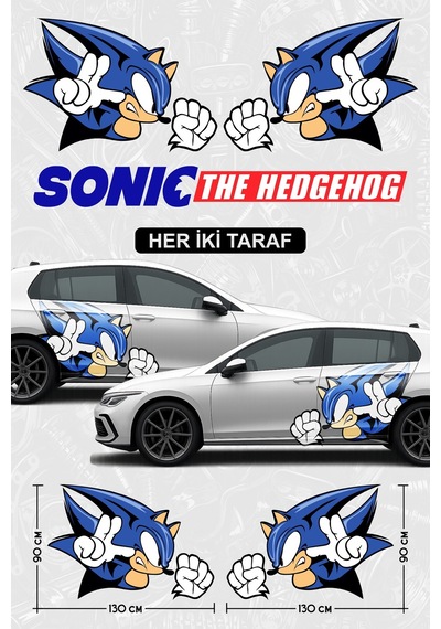 Kirpi Sonic Yan Gövde Kaplama Sticker Çift - 864812071