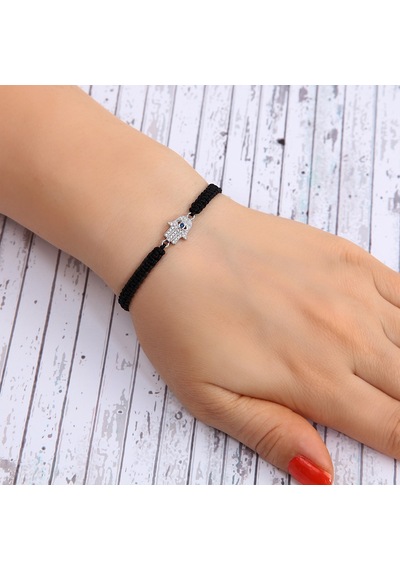 Kuyumcudukkani "hamsa"makrome İpli Bileklik- 40047-w-w-blk Beyaz