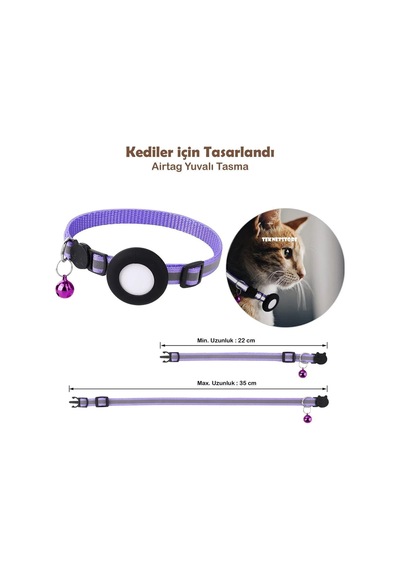Teknetstore Takip Cihazı Ve Airtag Yuvalı Kedi Tasması Ios Uyumlu Boyun Tasması Gps 2'li