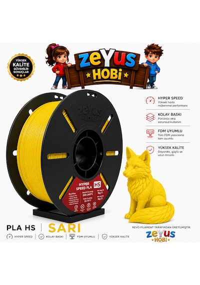 Generic Pla Hs Hyper Speed Filament Sarı 1.75 Mm 1000 Gr Sarı Filament