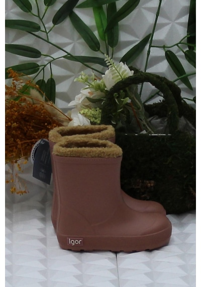 Igor W10306 010 Yogı Borreguıto Rosa Dusty Pembe İçi Kürklü Çocuk Yağmur Çizmesi