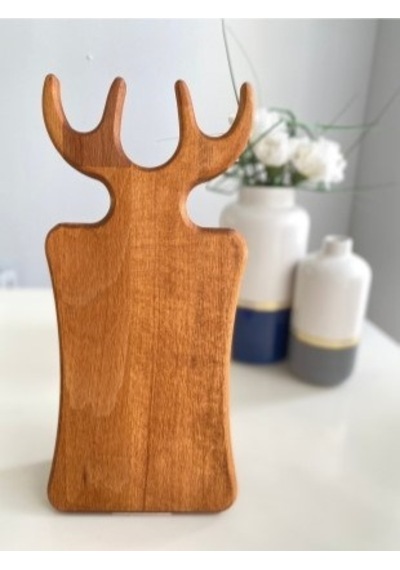 Ahşap Kayın Ağacı Geyik Model Kahve Sunum Kesme Tahtası