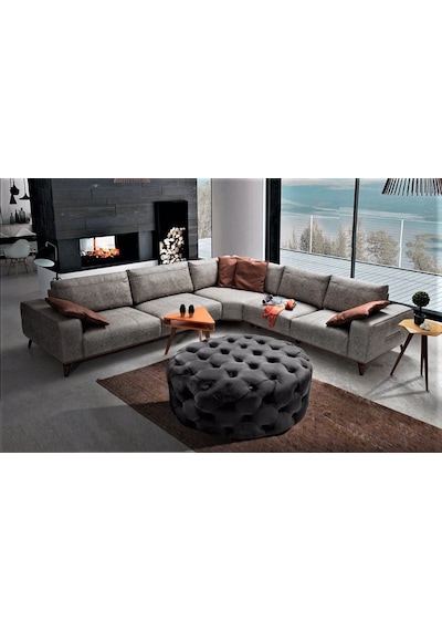 Yuvarlak Chester Model Kapitoneli Oval Orta Puf - Modern Puf