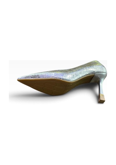 By Doğanrenas Kadın İnce Topuk Çatlak Rugan Suni Deri Stiletto Gümüş - 942587474 Gümüş