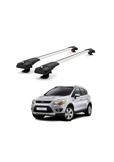 Ford Kuga Mk1 2008-2012 İçin Ara Atkı Tavan Barı , Araca Özel , Kilitlenebilir Araç Üstü Ekipman Taşıma Barı Gri 2 Adet