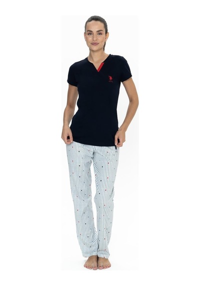 U.s. Polo Assn. Kadın Lacivert Battal Pijama Takım Lacivert