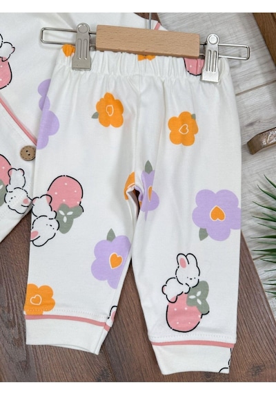 Kruvaze Yaka %100 Pamuk Önden Düğmeli Mevsimlik Ünisex Bebek Ve Çocuk Pijama Takımı Bebicix Çok Renkli