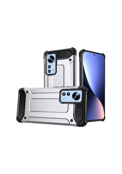 Kilifone - Xiaomi Uyumlu Mi 12 - Kılıf Çift Katman Zırh Tank Crash Military Kapak - Gri