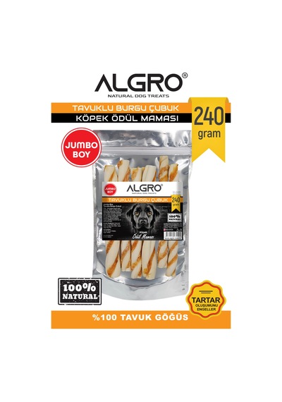 Algro Tavuk Göğüs Etli Jumbo Boy Burgu Çubuk 240 G