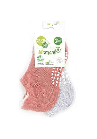 Biorganic Unisex 2'li Kaymaz Çorap 68487 Pudra-gri Çok Renkli