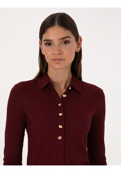 Pierre Cardin Kadın Vişne Bluz Örme 50309153-vr223 Vişne
