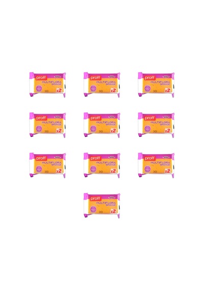 Proff Multiflora 2'li Soft Sünger - 14x9x3 Cm. - Tüm Yüzeyler İçin Bulaşık Süngeri - 10 Paket