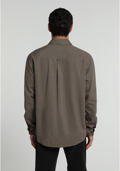 Colin's Colins Regular Fit Shirt Neck Düz Erkek Kahverengi Uzun Kol Gömlek Cl1073845 Q1.v2 Brw