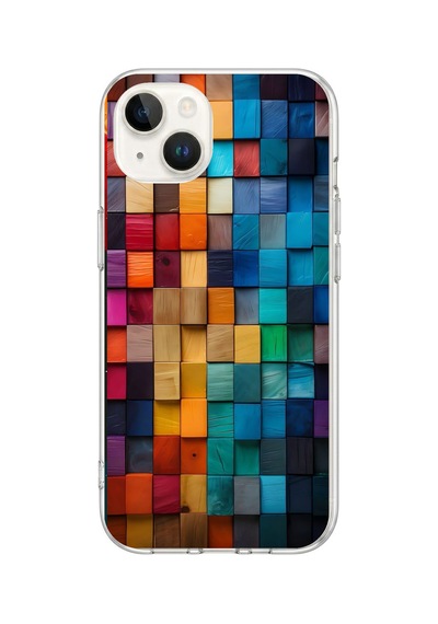 iPhone 13/14 Uyumlu Gökkuşağı Duvarı Baskılı Silikon Kılıf Renkli