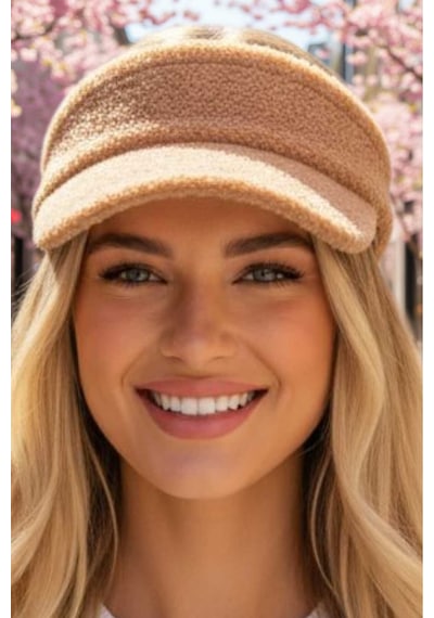 Tezzgelsin Kadın Tüylü Soft Vizör Şapka Camel