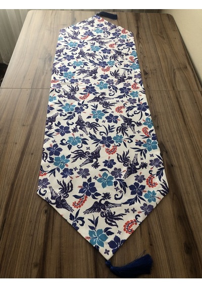 Blue Blanc Çiçek Desenli Runner Çok Renkli