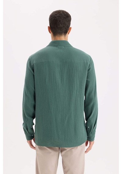 DeFacto %100 Pamuk Regular Fit Polo Yaka Müslin Uzun Kollu Gömlek W7832AZ25SPGN1259 DeFacto %100 Pamuk Regular Fit Polo Yaka Müslin Uzun Kollu Gömlek W7832AZ25SPGN1259