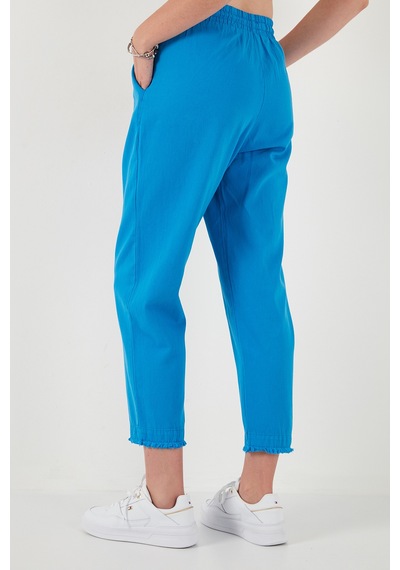 Lela Pamuklu Normal Bel Regular Fit Düz Paça Bayan Pantolon 668Yp42282S4 Saks