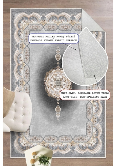 Modern Makinede Yıkanabilir Kaydırmaz Leke Tutmaz Salon Halı Oturma Odası Halı Mutfak Halı Ve Yolluk Koyu Gri