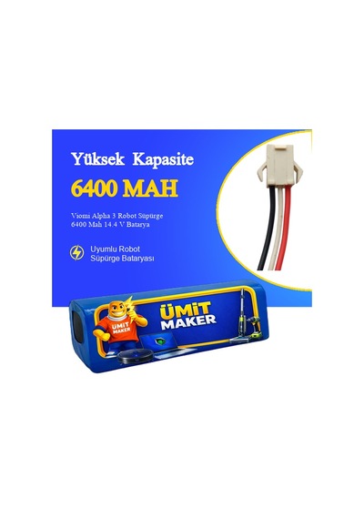 Viomi Alpha 3 Robot Süpürge 6400 Mah 14.4 V Batarya  Uyumlu Uzun Ömürlü, Yüksek Performans Pil