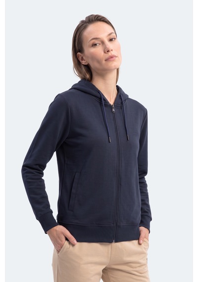 Slazenger Kıron I Kadın Kapüşonlu Lacivert Sweatshırt