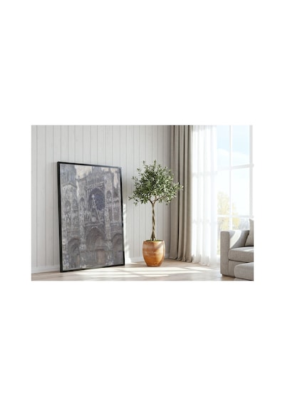 Monet Rouen Katedrali, Gri Hava Çerçevesiz Poster 30x42 Cm A3 Tablo Empresyonist Duvar Dekoru