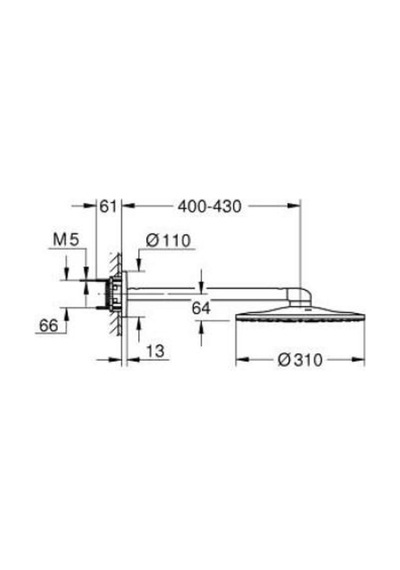 Grohe Rainshower Smartactive 310 Tepe Duşu Seti 430 Mm, 2 Akışlı Phantom Black - 22123kf0 Krom
