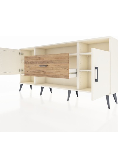 Arges Konsol 5 Raflı Tek Çekmeceli 2 Kapaklı 176x30x83 Aytaşı-aytaşı/çam Aytaşı/çam